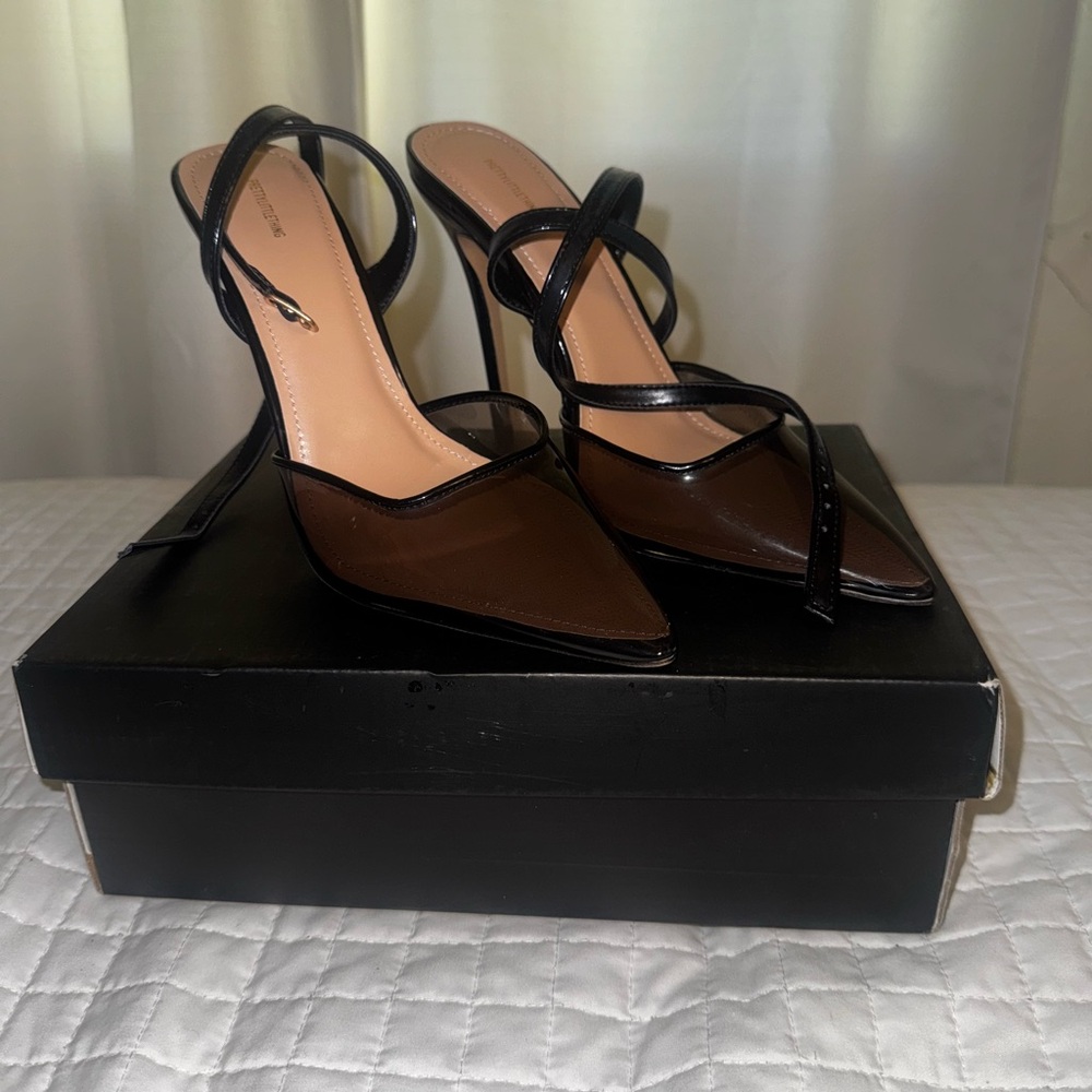 PrettyLittleThing Black Heels with Ankle Straps